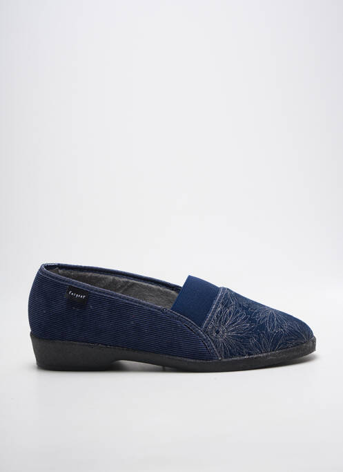 Chaussons/pantoufles tissage satiné talon plat jusqu'à 3cm bleu FARGEOT femme