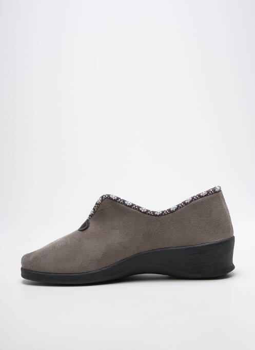 Chaussons/pantoufles bout rond talon de 4 à 6cm gris FARGEOT femme