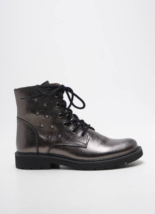 Bottines/boots tissage satiné talon bas argent BELLAMY fille