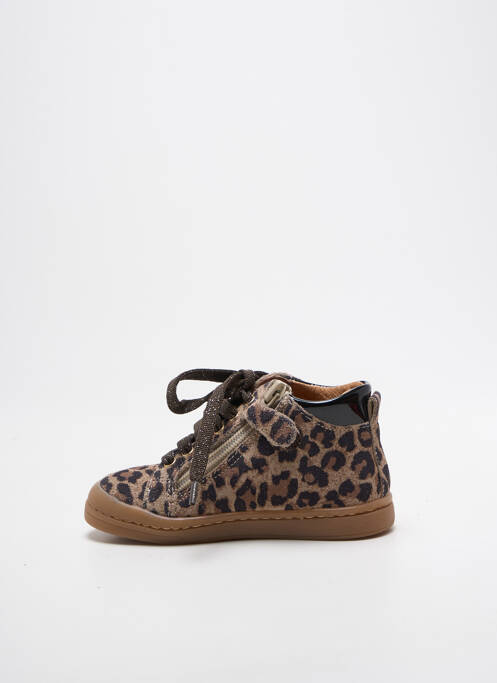 Bottillons tissage satiné bout rond marron BABYBOTTE fille