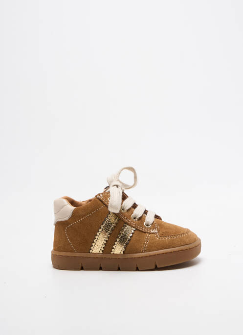 Baskets tissage satiné bout rond or BABYBOTTE fille