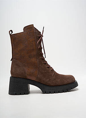 Bottines/boots tissage satiné talon de 7 à 9cm marron CASTA femme