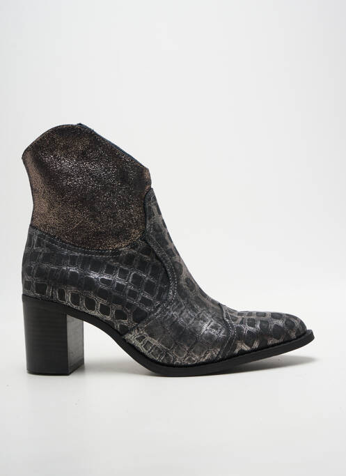 Bottines/boots tissage satiné talon de 7 à 9cm argent CASTA femme