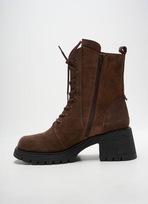 Bottines/boots fermeture zip et lacets talon de 7 à 9cm marron CASTA femme