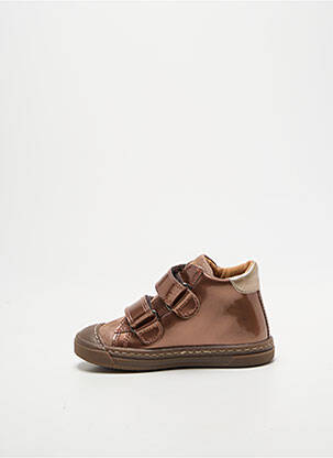 Baskets matière lisse bout rond marron BABYBOTTE fille