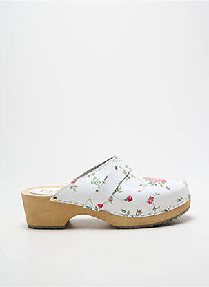Mules/sabots matière lisse talon de 4 à 6cm blanc SWEDI femme