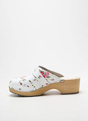 Mules/sabots matière lisse talon de 4 à 6cm blanc SWEDI femme