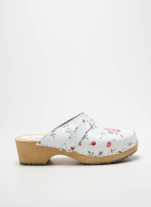 Mules/sabots matière lisse talon de 4 à 6cm blanc SWEDI femme