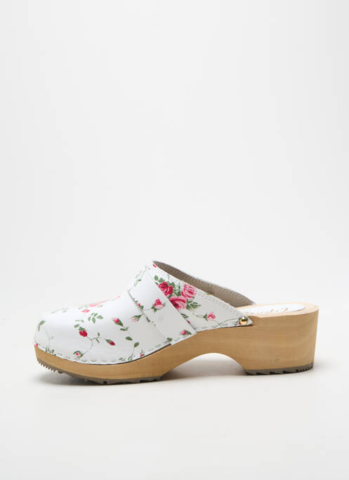 Mules/sabots matière lisse talon de 4 à 6cm blanc SWEDI femme