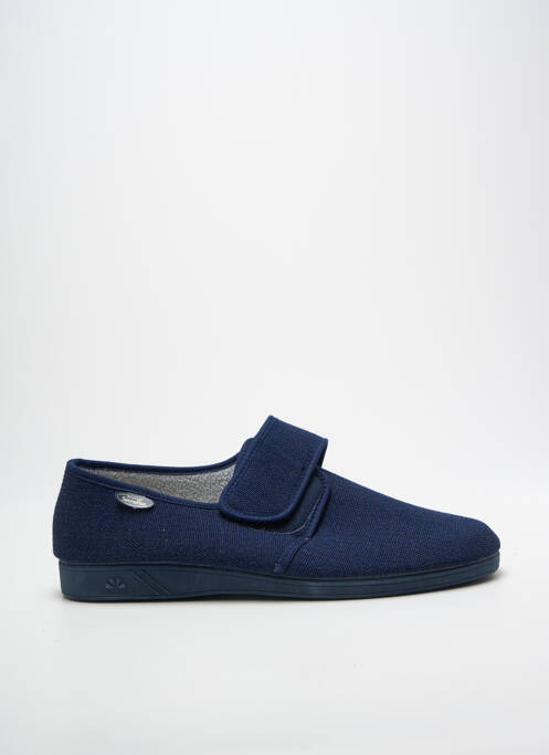 Chaussons/pantoufles fermeture scratch bout rond bleu SEMELFLEX homme