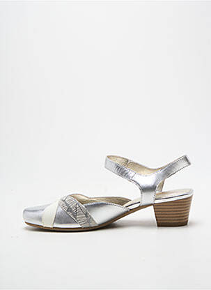 Sandales/nu pieds tissage satiné talon de 4 à 6cm argent SWEET femme
