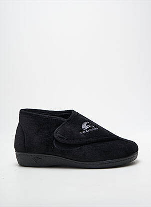 Chaussons/pantoufles fermeture scratch talon plat jusqu'à 3cm noir SOIR ET MATIN femme
