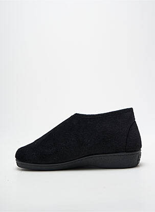 Chaussons/pantoufles fermeture scratch talon plat jusqu'à 3cm noir SOIR ET MATIN femme