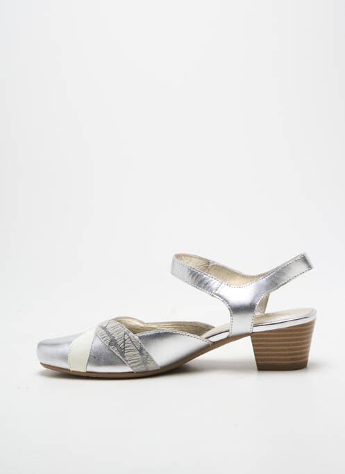 Sandales/nu pieds tissage satiné talon de 4 à 6cm argent SWEET femme