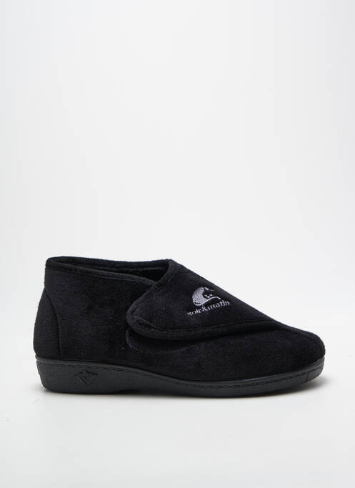 Chaussons/pantoufles fermeture scratch talon plat jusqu'à 3cm noir SOIR ET MATIN femme