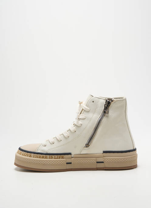 Baskets fermeture zip et lacets talon plat jusqu'à 3cm blanc REBECCA WHITE femme