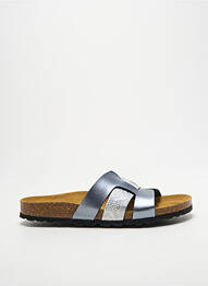 Mules/sabots tissage satiné talon plat jusqu'à 3cm argent LONGO femme