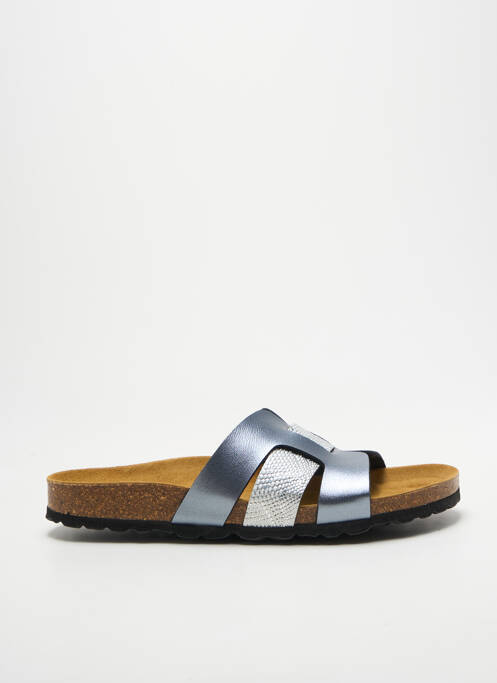 Mules/sabots tissage satiné talon plat jusqu'à 3cm argent LONGO femme