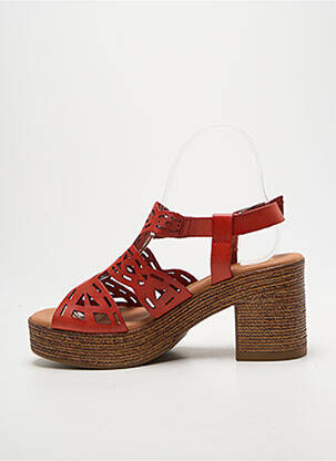 Sandales/nu pieds semi compensé talon de 7 à 9cm rouge MARILA femme
