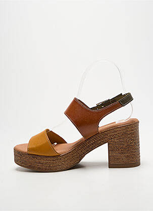 Sandales/nu pieds semi compensé talon de 7 à 9cm jaune MARILA femme