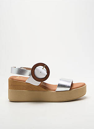 Sandales/nu pieds tissage satiné talon de 7 à 9cm argent MARILA femme