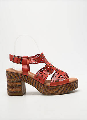 Sandales/nu pieds semi compensé talon de 7 à 9cm rouge MARILA femme