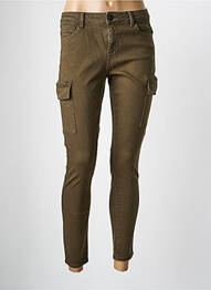 Pantalon 7/8 fermeture zippée sous rabat boutonné vert NOISY MAY femme