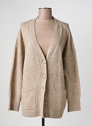 Gilet manches longues col v beige NOISY MAY femme