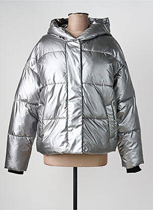 Doudoune manches longues a capuche argent NOISY MAY femme