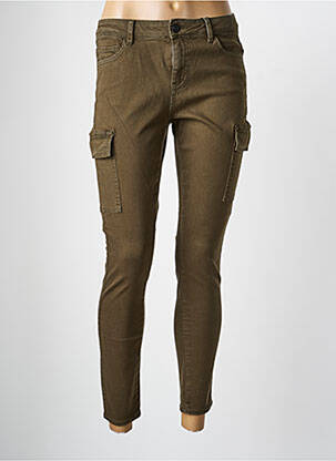 Pantalon 7/8 fermeture zippée sous rabat boutonné vert NOISY MAY femme