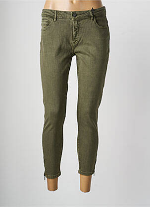 Pantalon 7/8 fermeture zippée sous rabat boutonné vert NOISY MAY femme