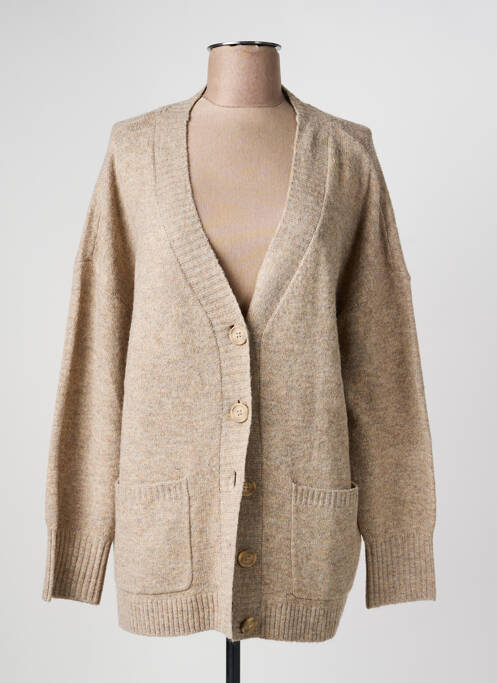 Gilet manches longues col v beige NOISY MAY femme