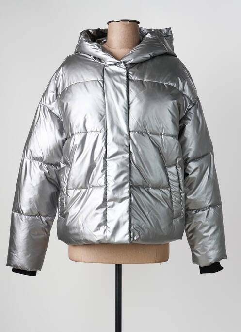 Doudoune manches longues a capuche argent NOISY MAY femme