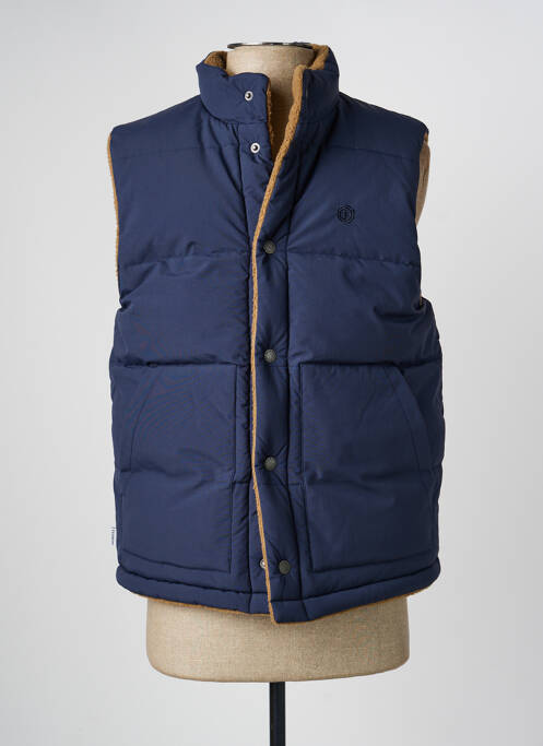 Doudoune fermeture zippée sous rabat pressionné sans capuche bleu ELEMENT homme