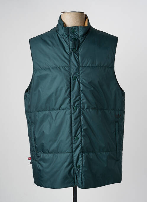 Doudoune fermeture zippée sous rabat pressionné sans capuche vert ADIDAS homme