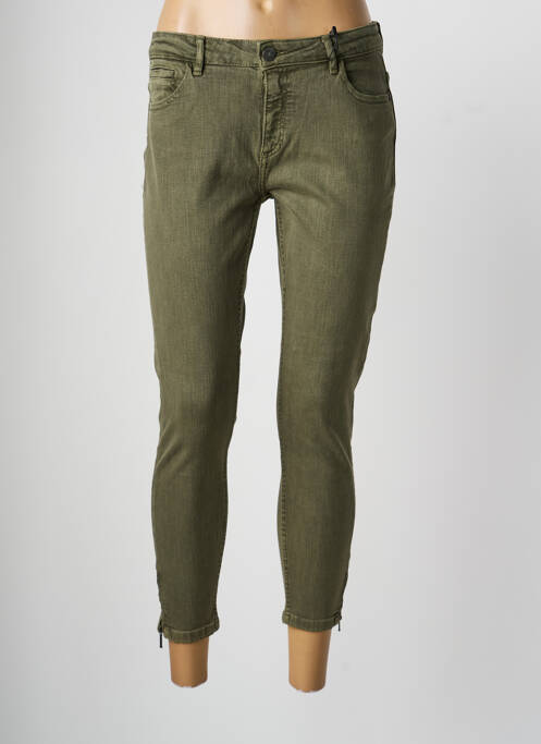 Pantalon 7/8 fermeture zippée sous rabat boutonné vert NOISY MAY femme