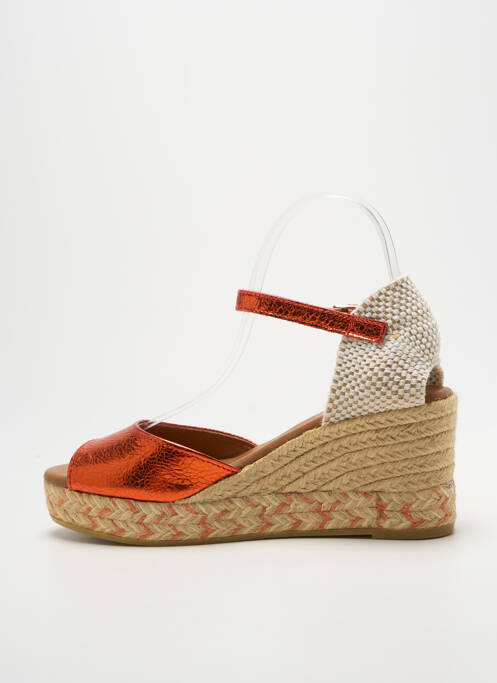 Espadrilles tissage satiné talon de 7 à 9cm orange LA MAISON DE L'ESPADRILLE femme