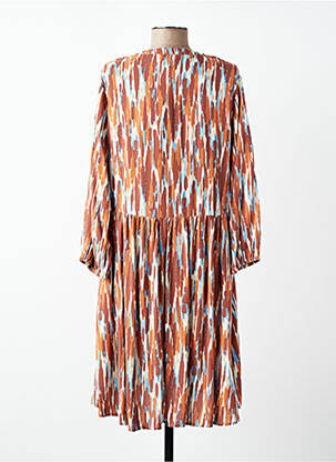 Robe mi-longue imprimé fantaisie manches longues marron B.YOUNG femme
