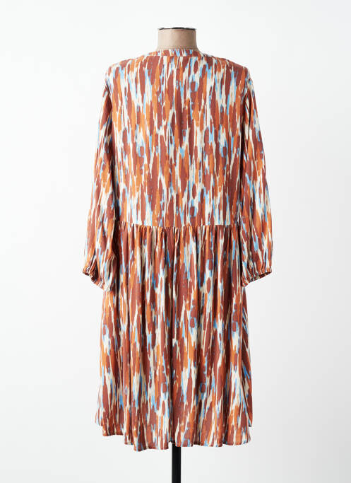 Robe mi-longue imprimé fantaisie manches longues marron B.YOUNG femme
