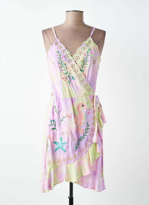 Robe courte coupe cintrée fines bretelles violet LAST QUEEN femme