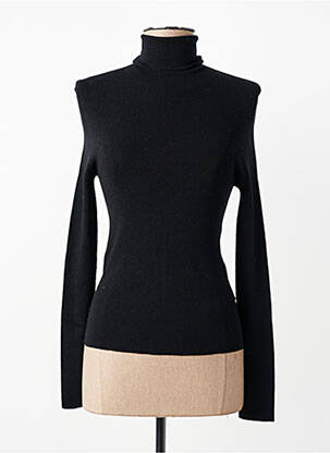 Pull col roulé coupe cintrée manches longues noir MAUD & SACHA femme