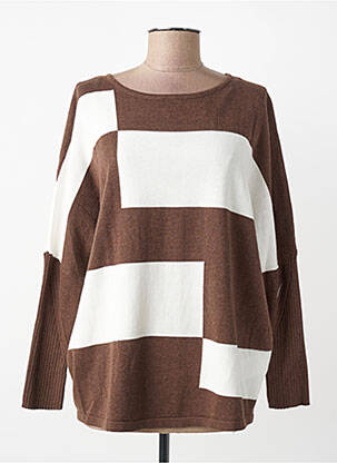 Pull coupe droite manches longues marron MARBLE femme