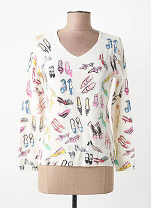 Pull coupe cintrée manches longues blanc FUEGO WOMAN femme