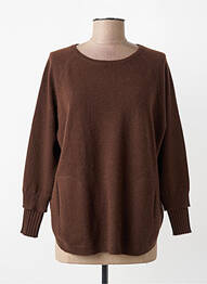 Pull col rond manches longues marron ESTHEME femme