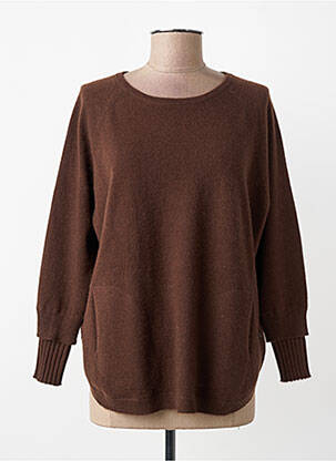 Pull col rond manches longues marron ESTHEME femme