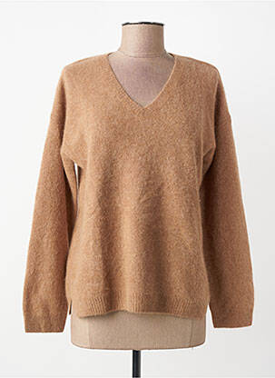 Pull coupe droite manches longues beige ESTHEME femme