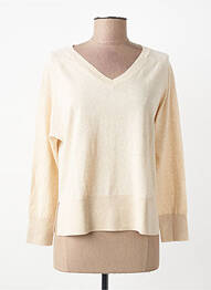 Pull col v manches longues beige ESTHEME femme