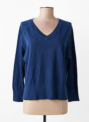 Pull coupe droite manches longues bleu ESTHEME femme
