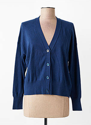 Gilet manches longues fermeture boutonnée sur le devant bleu ESTHEME femme