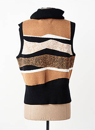 Pull coupe cintrée sans manche noir MARBLE femme